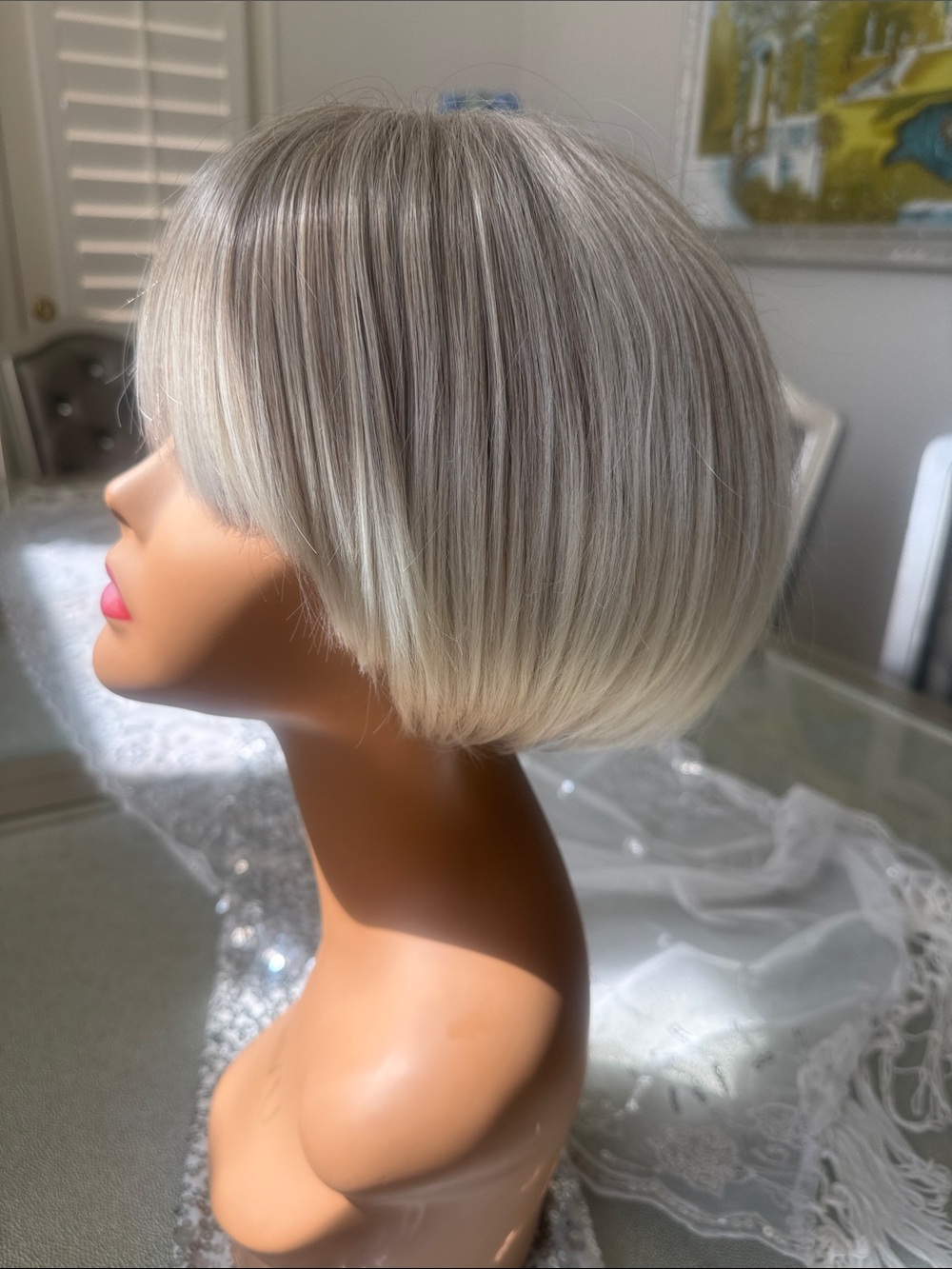 Short Ombré Bob platinum Blonde fade - Picture 3 of 7